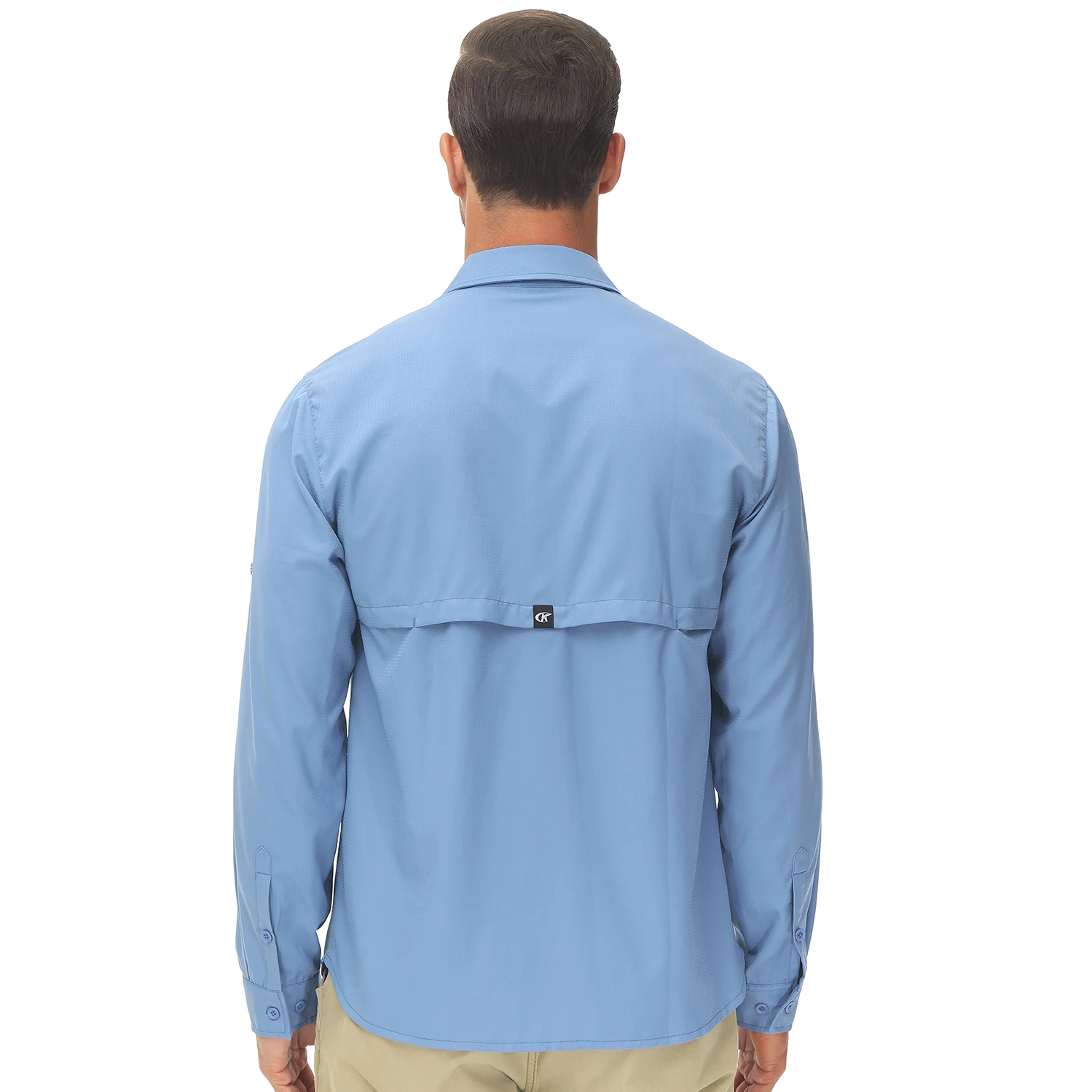 Men's Sleeve Fishing Shirts Sun Protection Breathable Hiking Work Shirt Casual Button Down Shirt with Zipper Pocket