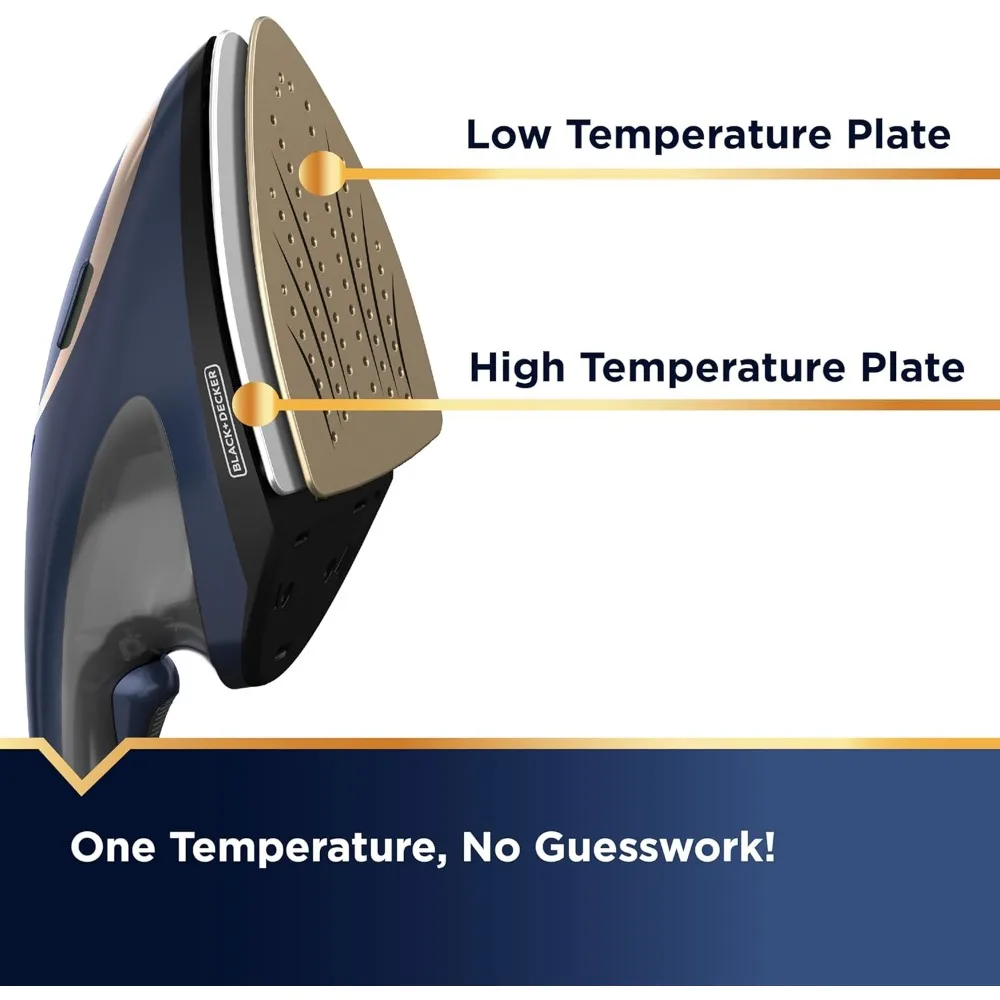 2-in-1 Iron and Steamer, 180% More Steam & One Temperature Technology, Ceramic Soleplate, Safe on All Fabric Types