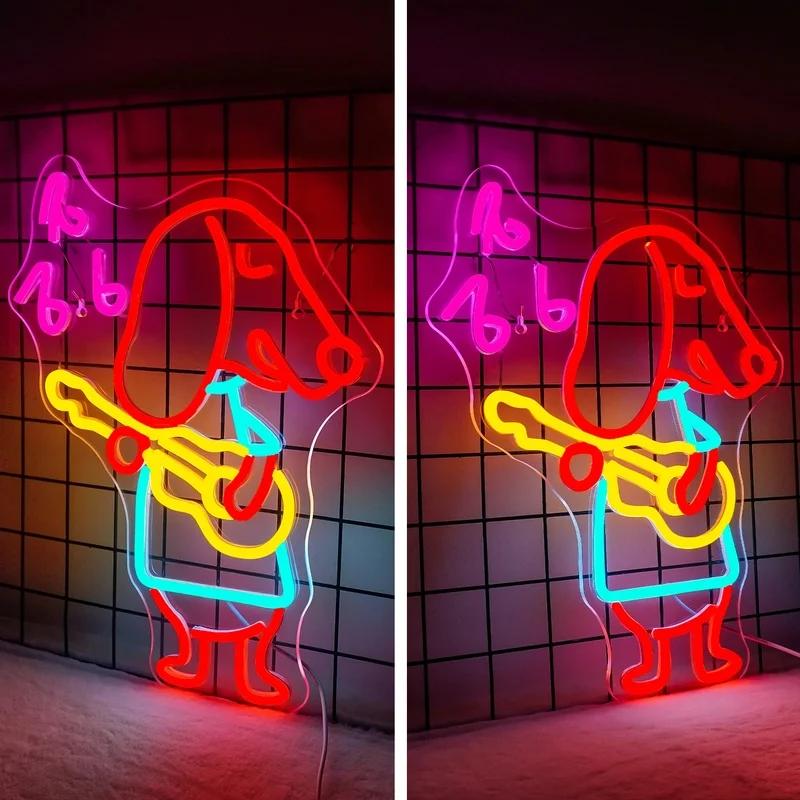

Dachshund Playing Guitar Neon Sign Cute Dachshund Led Sign Animal Room Wall Art For Party Bar Club Bedroom Dimmable USB Sign