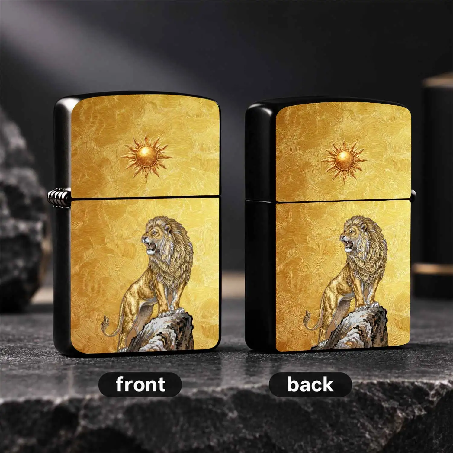 Luxury Golden Sun Lion Themed Lighter, Exquisite Craftsmanship With Delicate Textured Art Print, Suitable For Daily Use, Business Occasions, Gatherings And Various Scenarios, Elegant High-End Decorative Practical Access A Humorous And Inter
