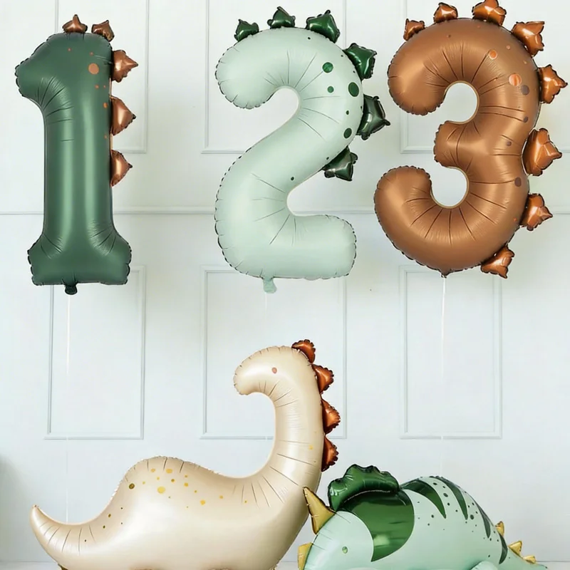 

40inch Dinosaur Themed Number Foil Balloons Dinosaur Spike Spot Design Kid Dinosaur Themed Birthday Anniversary Party Decoration