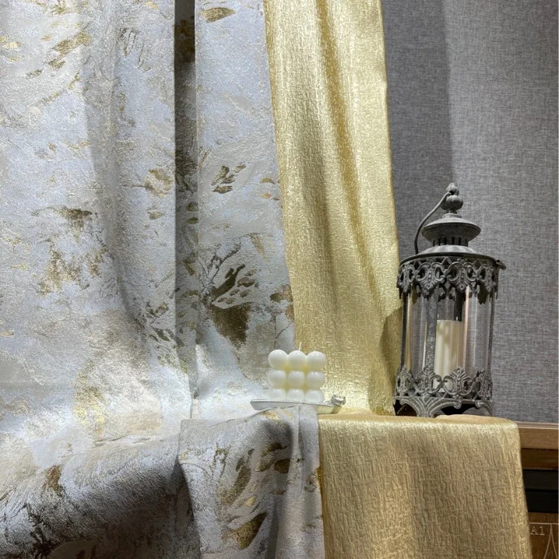 Cream Champagne Gold Luxury Curtains for Living Room Bedroom Dining Jacquard Precisio Blackout New Windows European White Tulle