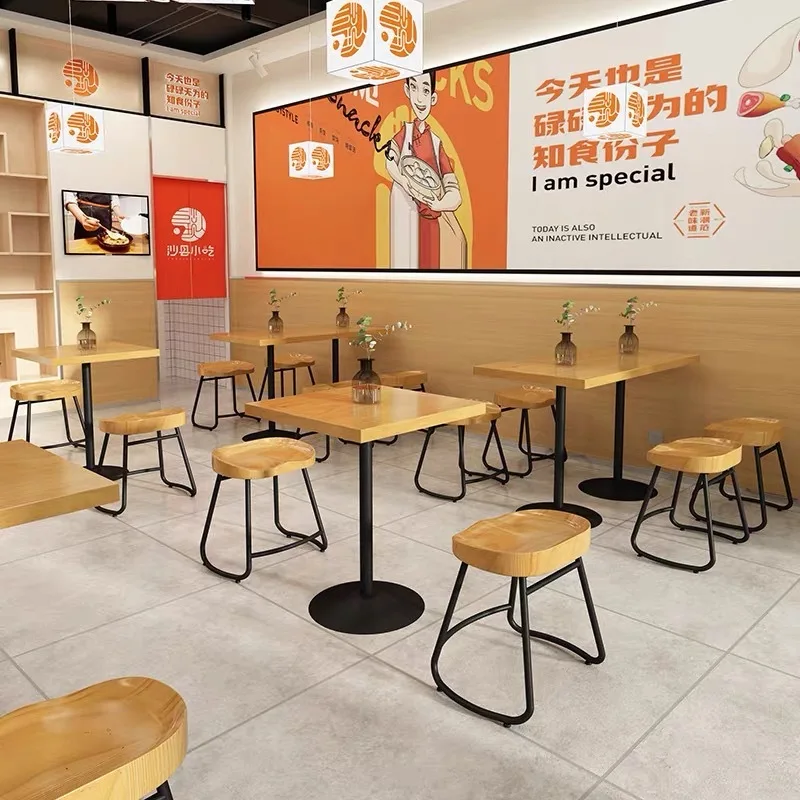 Apple Chair BBQ Bar Chair Shop Wrought Iron Modern Dining Table Snack BBQ Fast Food Restaurant Table Solid Wood Small Stool