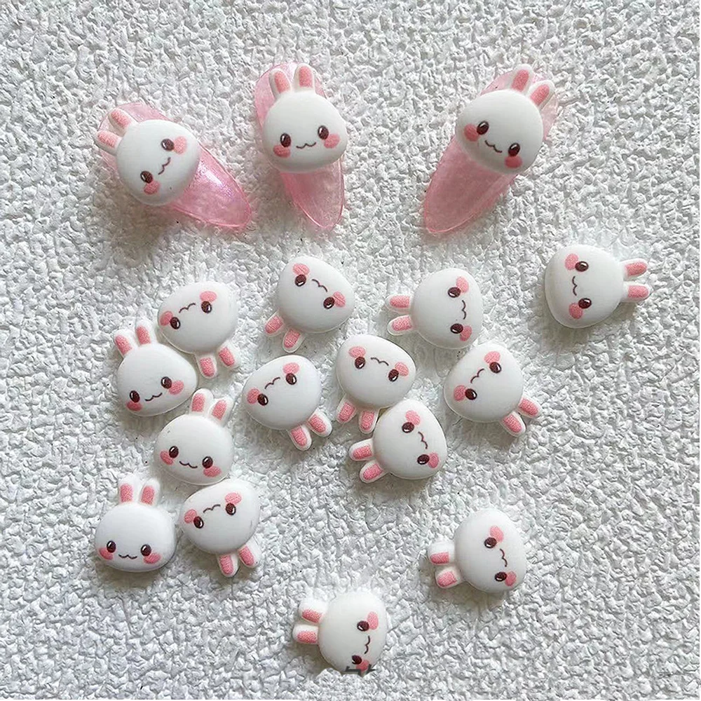 10pcs Cartoon Character Nail Art Charms 3D Cute Bear Rabbit Tiger Animal Nail Decoration DIY Nail Kawaii Parts Accessories