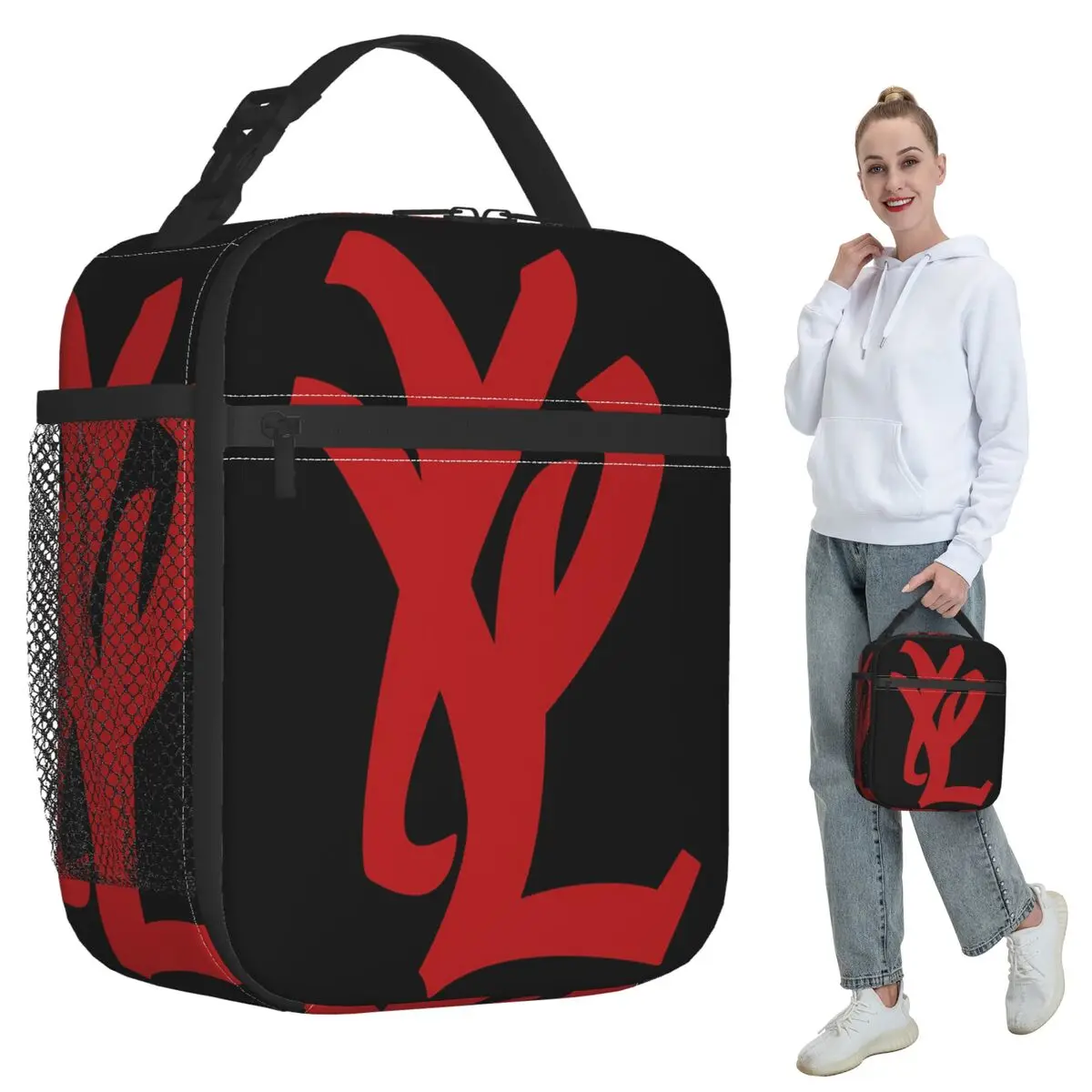 Rapper Playboi Carti YVL Red Logo Insulated Lunch Bag Kids School Cooler Thermal Food Box Tote Portable Lunch Boxes Container