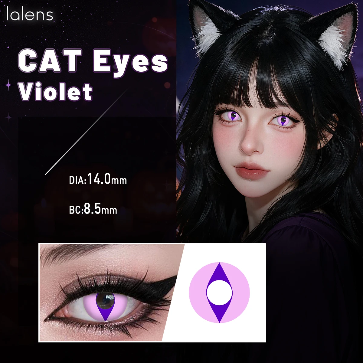 VISUASHOW Katzenaugen-Kunstlinsen mit kleiner Pupille, 1 Paar, weiche Linsen, Anime-Cosplay für Coser, Alltag, Halloween-Party, Augenschönheit – Detail 7