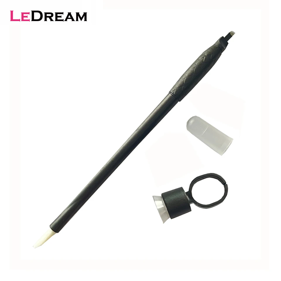 

5/10/30/50 шт., одноразовая ручка для микроблейдинга с крышкой и вышивкой, Детская губка, круглая чашка для перманентного макияжа бровей