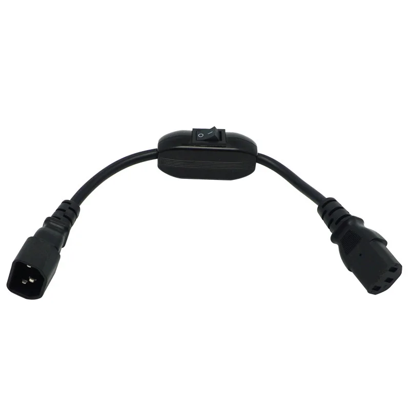 Kabel Daya Ekstensi C14-C13 30CM IEC 320 C13 Betina Ke C14 Jantan dengan Sakelar On/Off Kabel Adaptor Daya AC Komputer PC