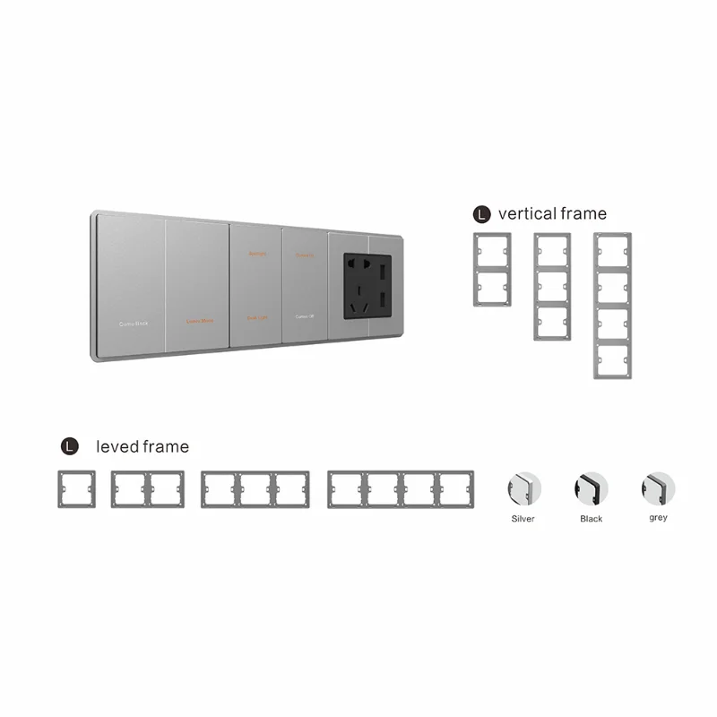 Thuis 2 Gang Black Power Light Panel Knx Smart Drukknop Wandschakelaar