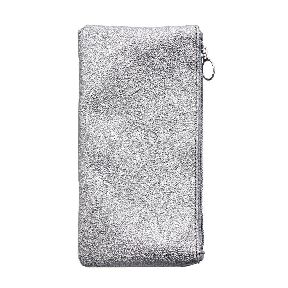 

Bag PU Zippered Pouch Travel Toiletry Earth Tones Silver Lightweight Durable Waterproof Storage