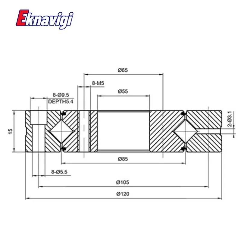 Imagem -03 - Rolamentos de Rolos Transversais Ru85 Ucc0 p5 55x120x15 mm Xru5515 1pc