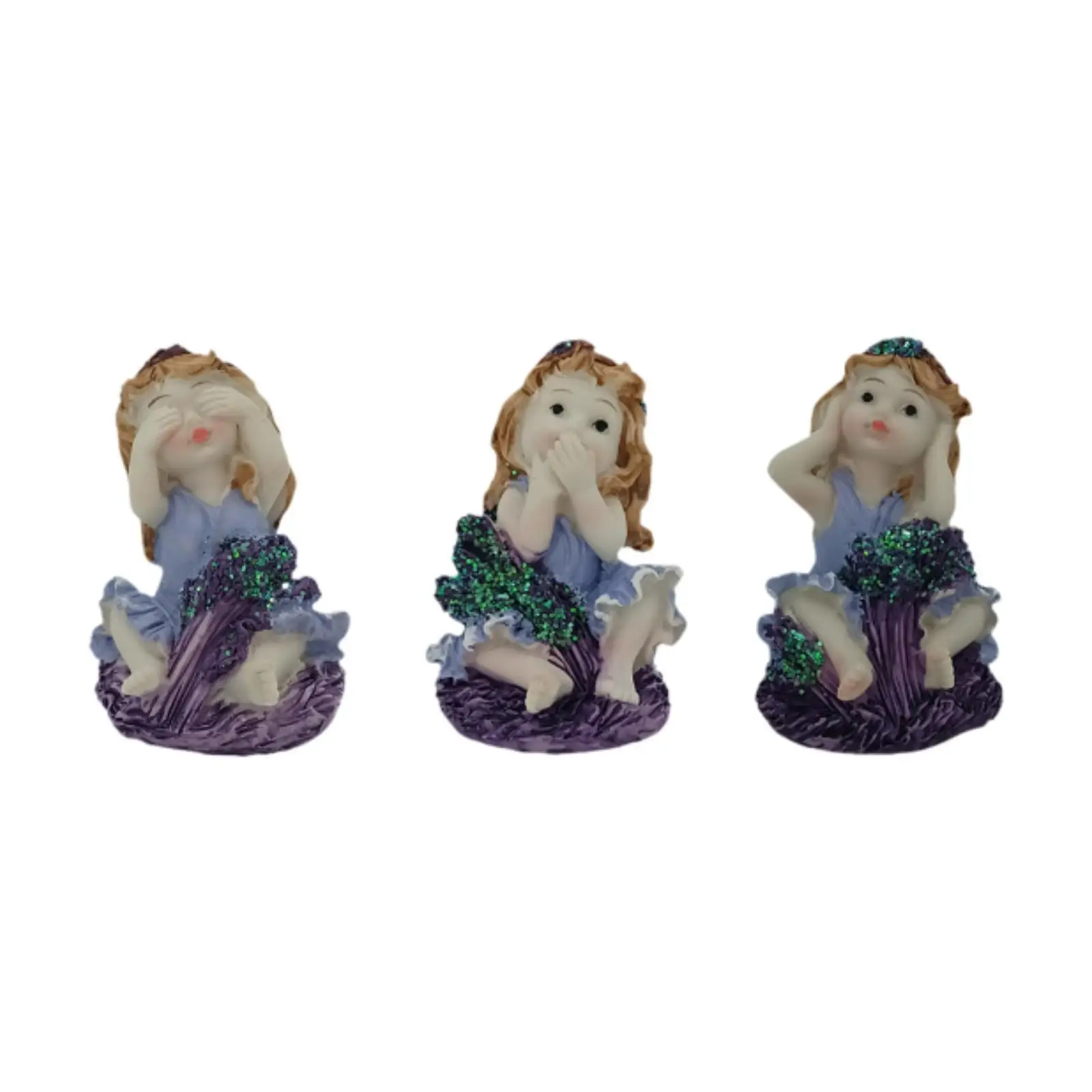 3 Pieces Garden Fairy Figurines Miniature Statues Collectible Decorative