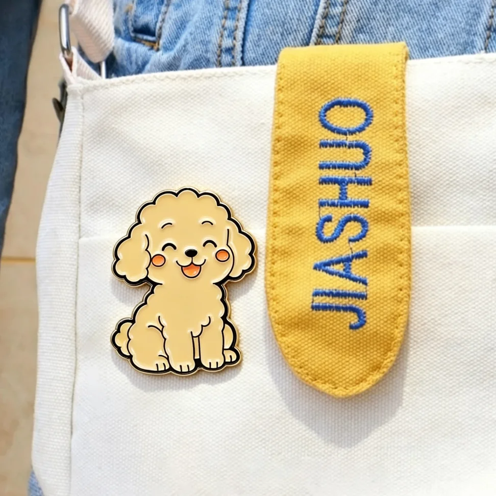 Cute Smiling Poodle Puppy Enamel Lapel Pin Kawaii Curly Hair Teddy Dog Cartoon Metal Badge Pet Lover Backpack Jewelry Gift