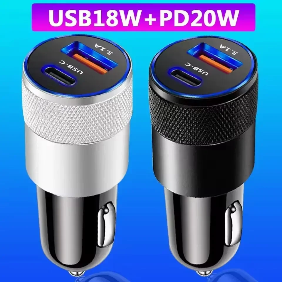 3.1A USB Car Charger Type C Fast Charging Phone Adapter For Xiaomi Huawei PD Phone Charger Adapter Socket Cigarette Lighter