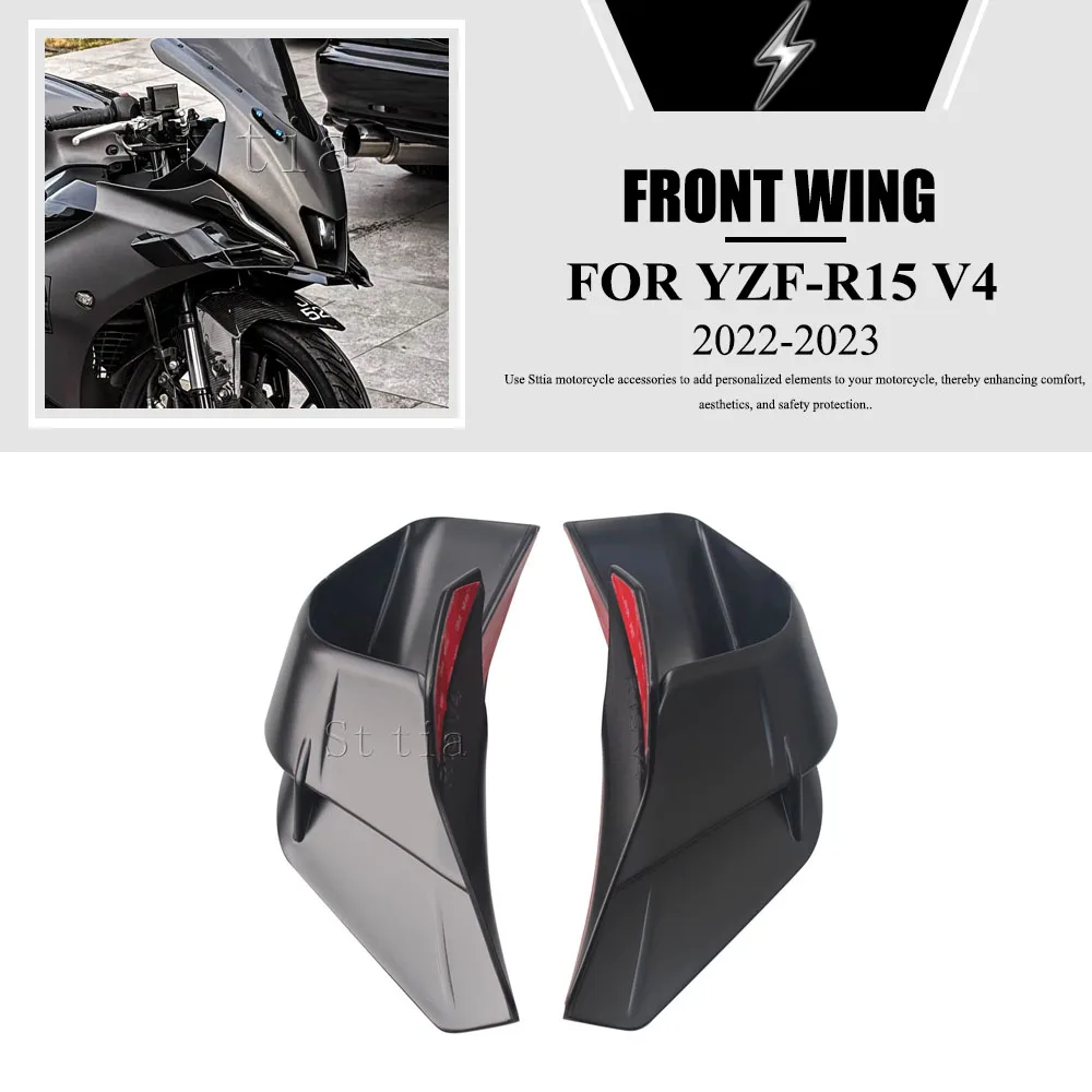 New For Yamaha R15 YZF-R15 YZF R15 YZFr15 V4 2022 2023 1pair Glossy Black GP Fixed Wind Wing Motorcycle Wing Aerodynamic Fairing