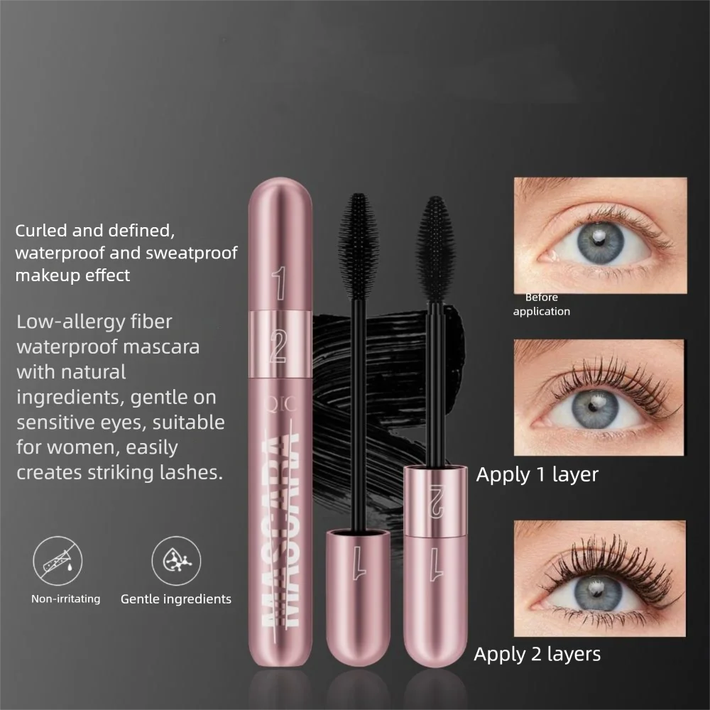 Długotrwała tusz do rzęs z efektem podkręcania i objętości, wodoodporna, odporna na rozmazywanie, tusz 3D, wodoodporny, dwufunkcyjny, odporny na pot.