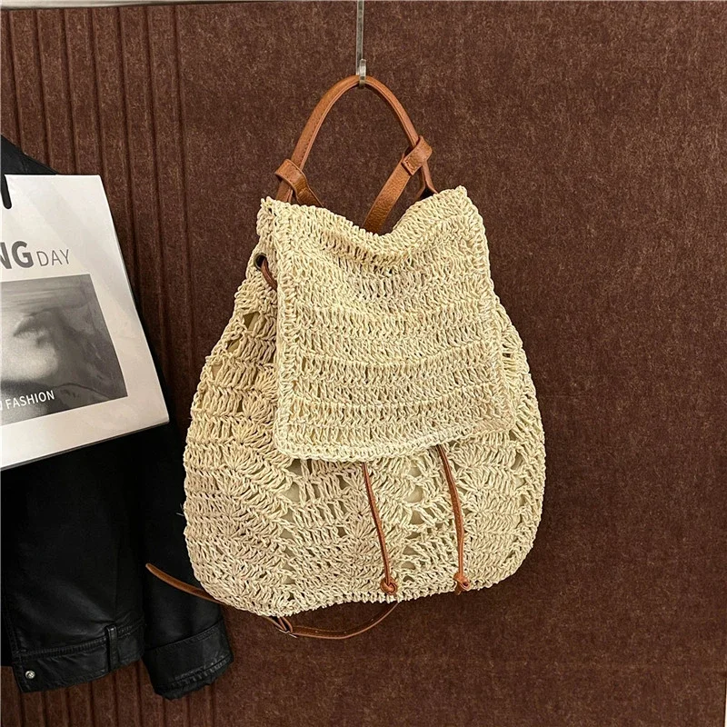 Mochila De tejido calado a la moda para Mujer, nueva mochila De moda para Mujer, bolso para vacaciones en la playa y ir al trabajo, Bolsas De Mujer 2026