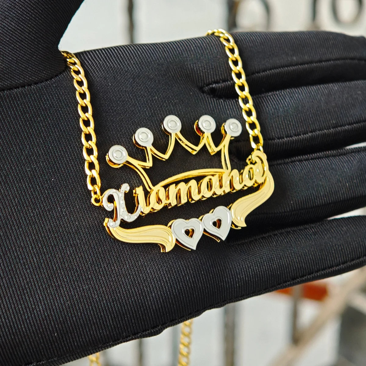 

Customized Name Necklace Stainless Steel Double layer Pendant Cuban Chain Necklace Commemorative Day Gift Christmas Gift