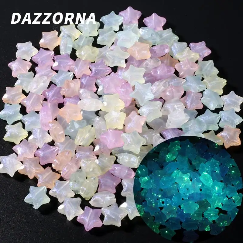 30Pcs 15mm Luminous Acrylic Pentagram Beads For Handmade Jewelry Making DIY Glow In The Dark Bracelet Necklace Earring Accessory