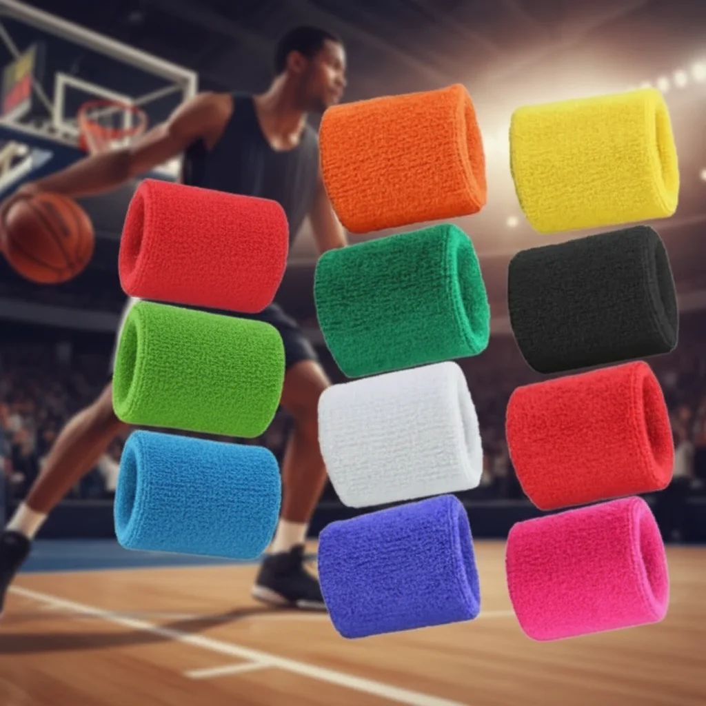 Solid Color Wristband Sports Anti-Sweat Wrist Protection with Sweat Absorption Breathable Material for Gym Exercise
