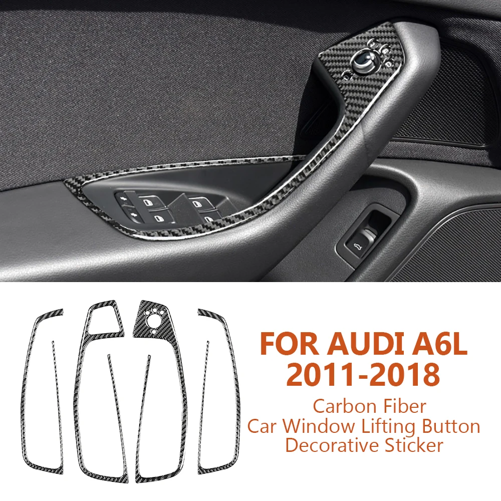 

For Audi A6-C7 A6L 2011-2018 Anti-scratch Carbon Fiber Car Window Lifting Button Panel Decorative Sticker Auto Inter Accessories