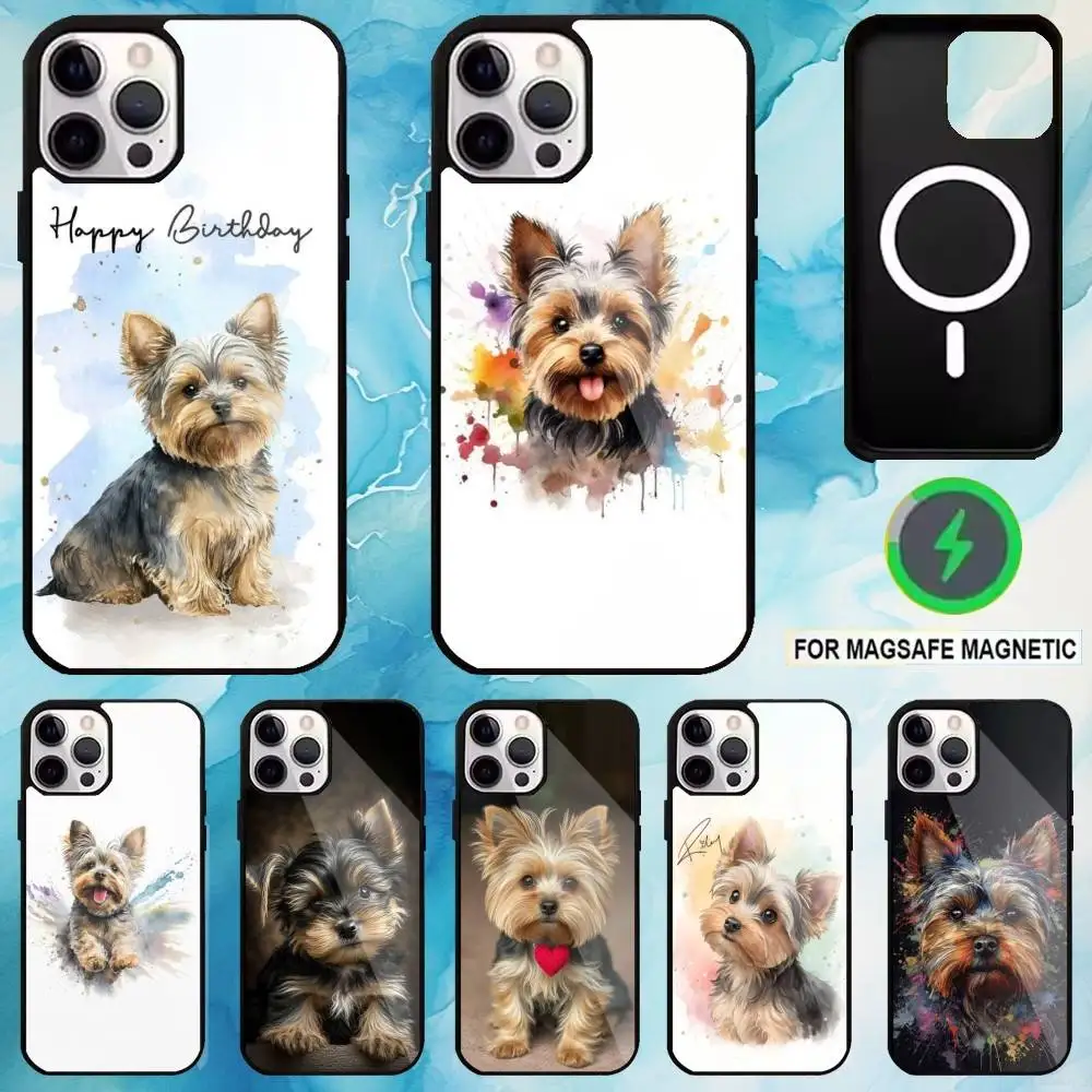 

Pet Dog Yorkshire Terrier Phone Case For iPhone17,16,15,14,13,12,11 Plus,Pro Max Magnetic Magsafe Wireless Charging
