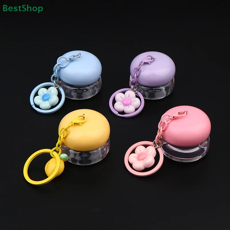 🍄 جرة قناع الشفاه الصغيرة 5 جرام مع سلسلة مفاتيح، علب بلسم الشفاه البلاستيكية المحمولة ظلال العيون الفارغة ولوحة أحمر الخدود