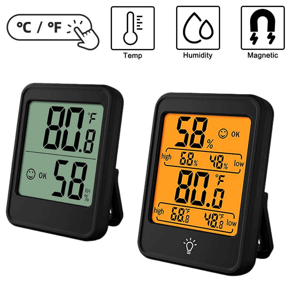 حجم كبير LCD ميزان الحرارة الرقمي الرطوبة غرفة داخلية درجة الحرارة مقياس الرطوبة الاستشعار محطة الطقس