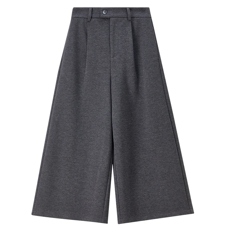 SENTUBILA Commuter Wide Leg Pants Women 2025 Winter Knitted Elastic Waist Solid Long Trouser Losse Warm Women Clothes 154KD5021