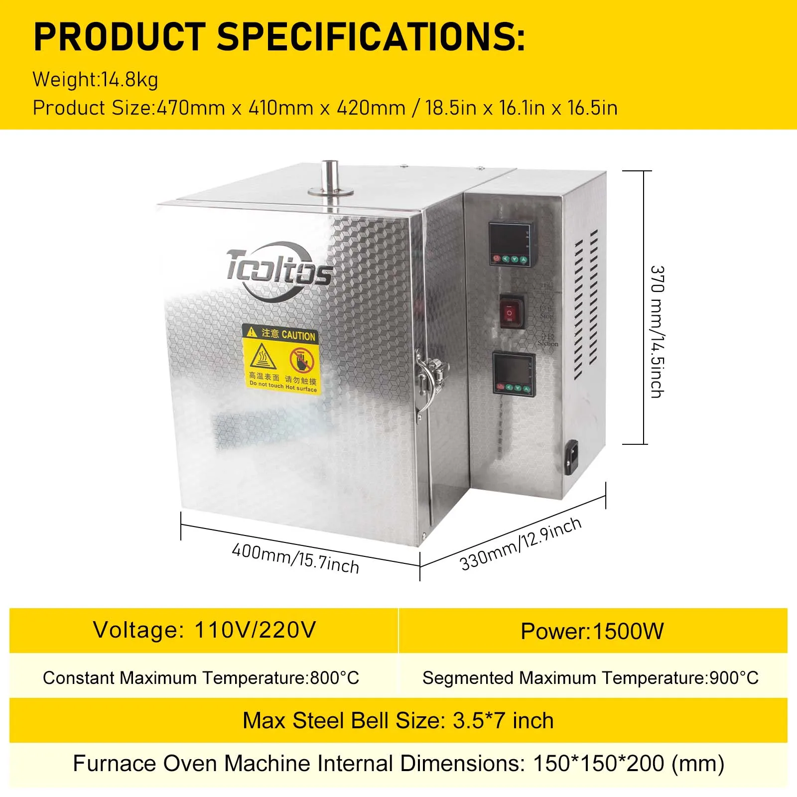 Professional 1200 Degree Burnout Oven and Plaster Furnace with Digital Display Sectional Temperature Control for Wet Dry Plaster