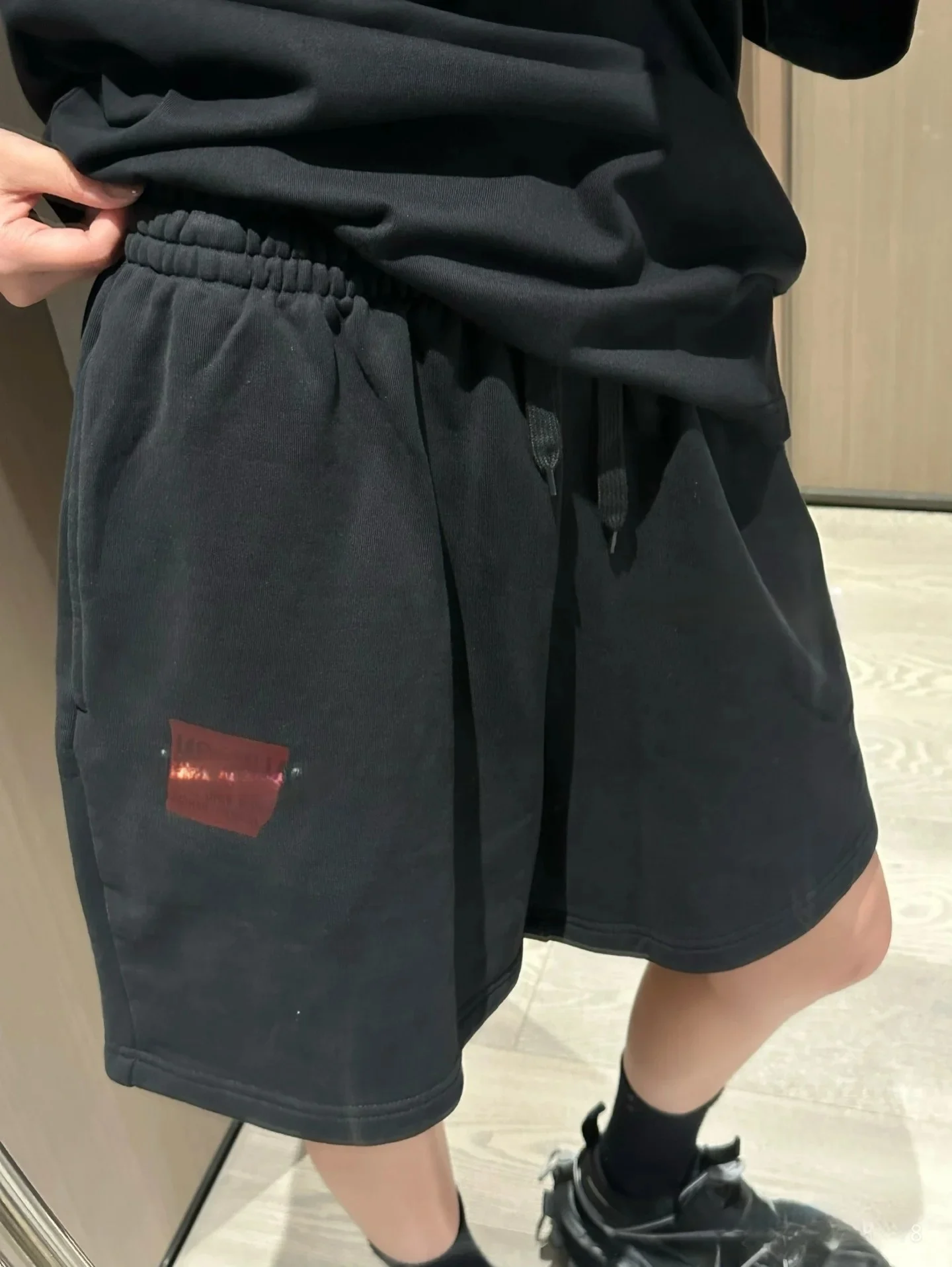 

Casual Loose Fit Cotton orts Parisian Sle Embroidered Lettering Five-Minute Pants ex Couple's Trendy orts