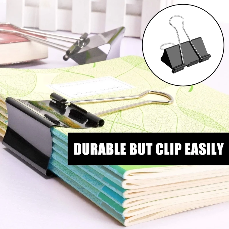 12 Chiếc Chất Kết Dính Kẹp Foldback Kẹp 25 Mm/32 Mm/41 Mm/51 Mm Gấp Gọn Kẹp Tiền kẹp Giấy Giấy Viết Kẹp Cho Trường Học