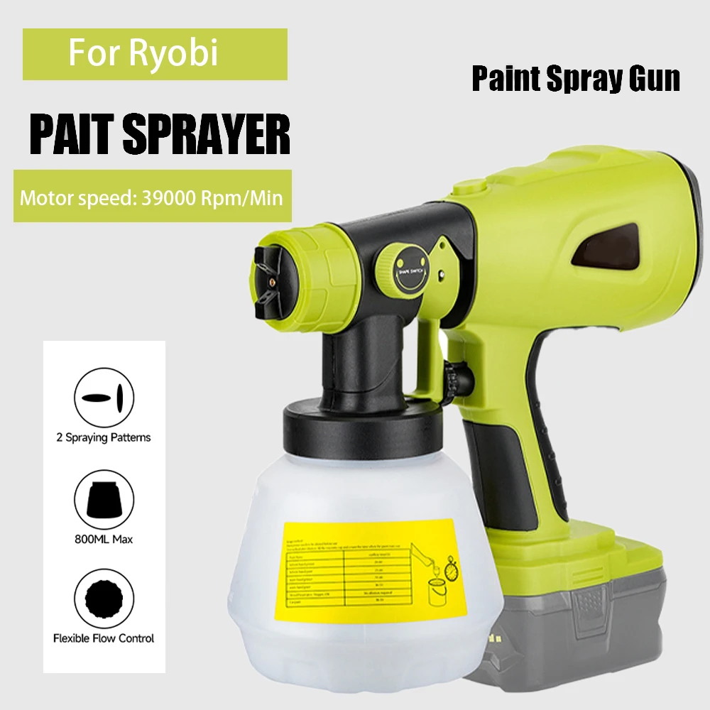 Painting Tool Electric Paint Sprayer Spray Gun Airbrush For Ryobi 18V Li-ion Battery Wall Car Sprayer