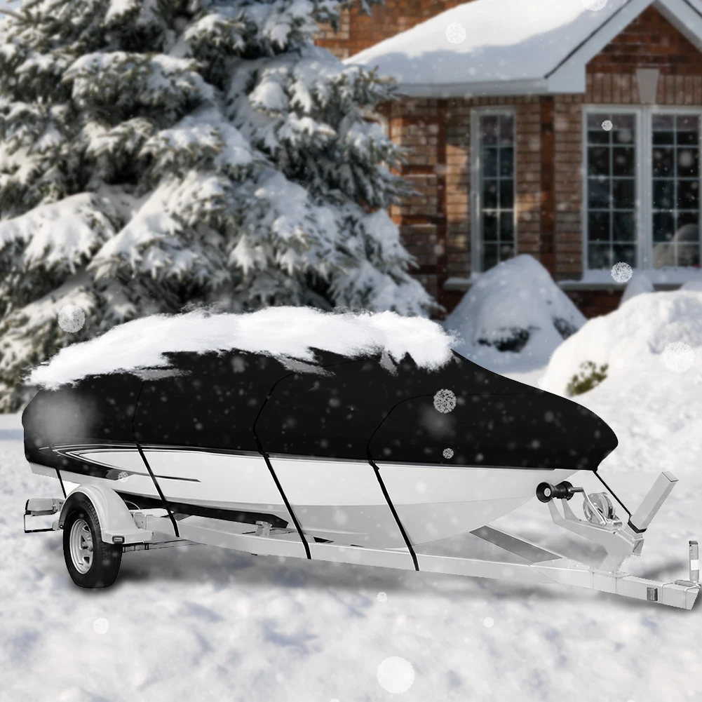 

14-16FT Boat Cover 210D Oxford Cloth Fishing Skiing Boat Protector Waterproof V-Shaped Hull Protector Speedboat Accessories