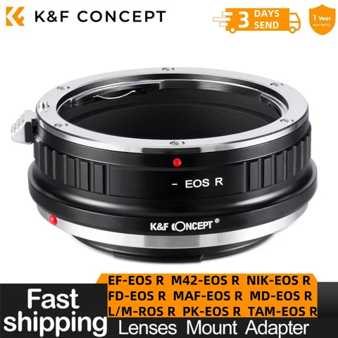 K&F Concept Lens Mount Adapter for Canon EOS EF FD Nikon F PK C/Y MAF OM MD Leica M T2 TAM M39 M42 Lens to Canon EOS R RF Camera