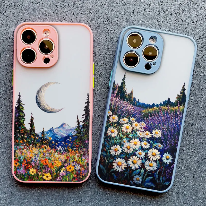 INS Intermountain Gänseblümchen-Blumendruck Handyhülle für iPhone 17 16 15 14 Pro Max Plus 13 12 Mini 11 Pro Max XR XS X Rückseiten-Cover – Detail 9