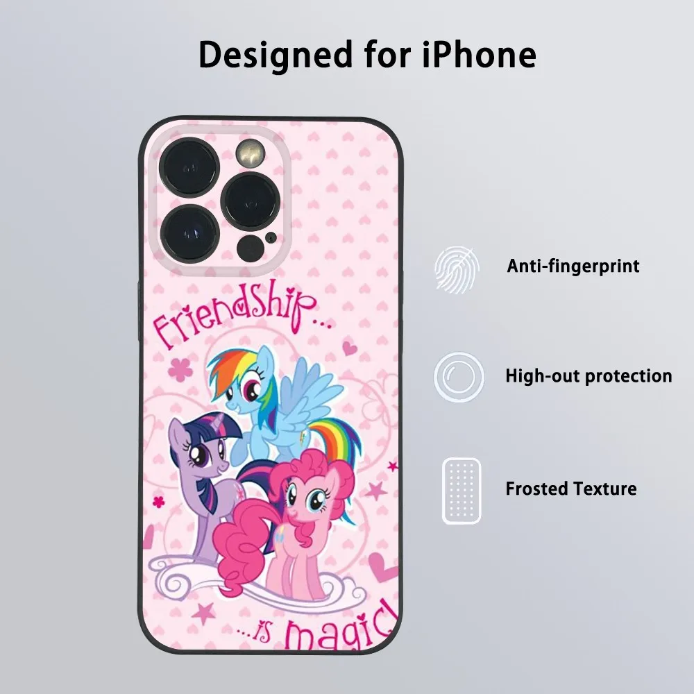 My L-Little P-Pony Cute Phone Case For iPhone 15 14 13 12 11 Pro Xs Max Mini XR X 7 8 Plus Black Frosted Soft Shell Funda