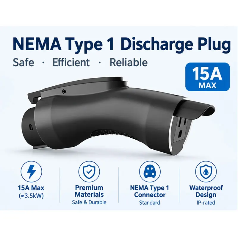 EVMBO Portable 15A J1772 V2L EV Discharger Adapter Type1 Vehicle-to-Load for Hyundai Kia Ford EV Camping Outdoor Power Suppy