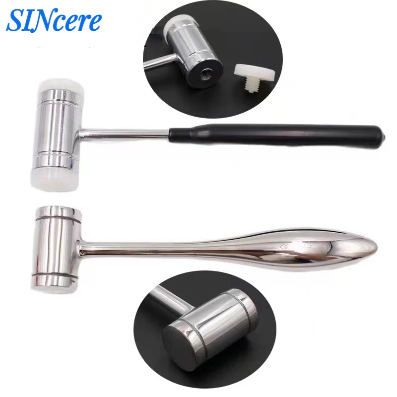 

1Pc Dental Bone Hammer Double-headed Nylon Stainless Steel Handle Autoclave Teeth Surgical Extraction Tool Dentist Instruments