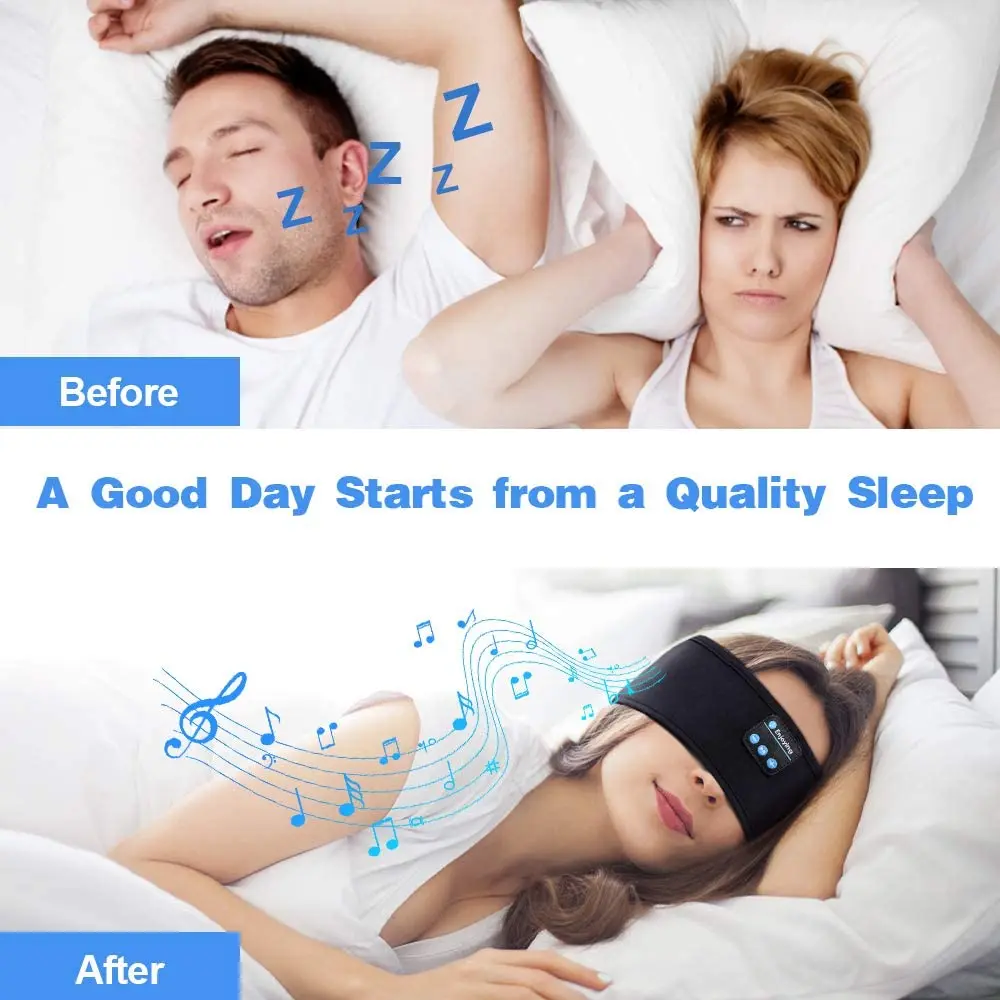 Sleeping Headphones Wireless Bluetooth Headband Headset Thin Comfortable Music Phone Eye Mask For Side Sleeper Sports Earphone