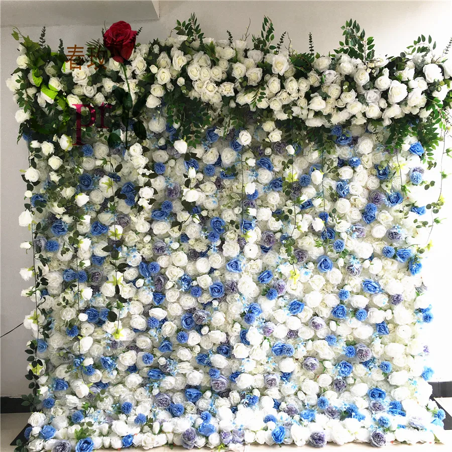 

SPR Customized Backdrop For Wedding Decor Fabric Plastic White Pink Rose Wisteria Silk Artificial Roll Up Wall Flower