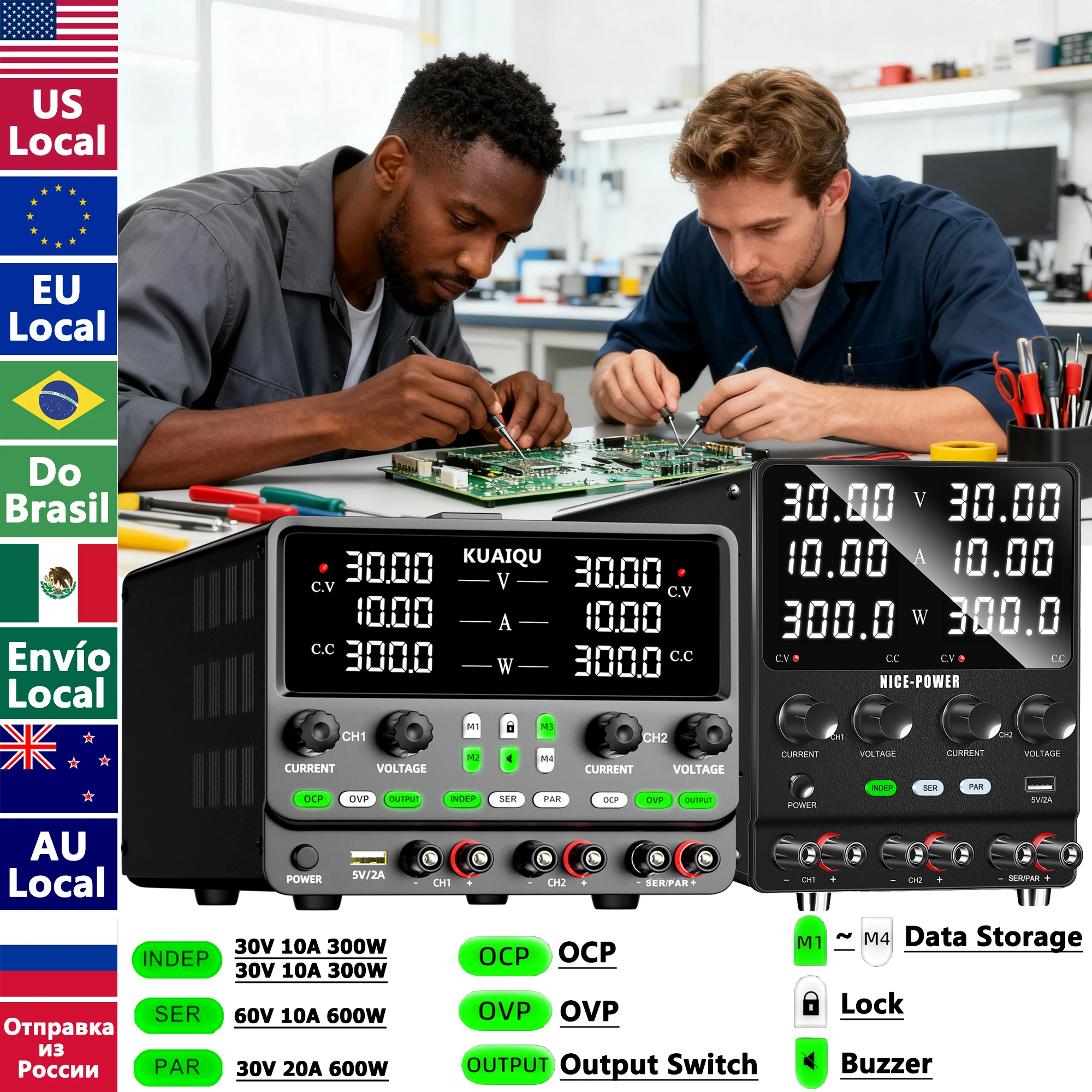 

Dual DC Power Supply Variable(Two versions: upgraded and basic), Adjustable Switching Regulated Series Parallel Lab Power Supply