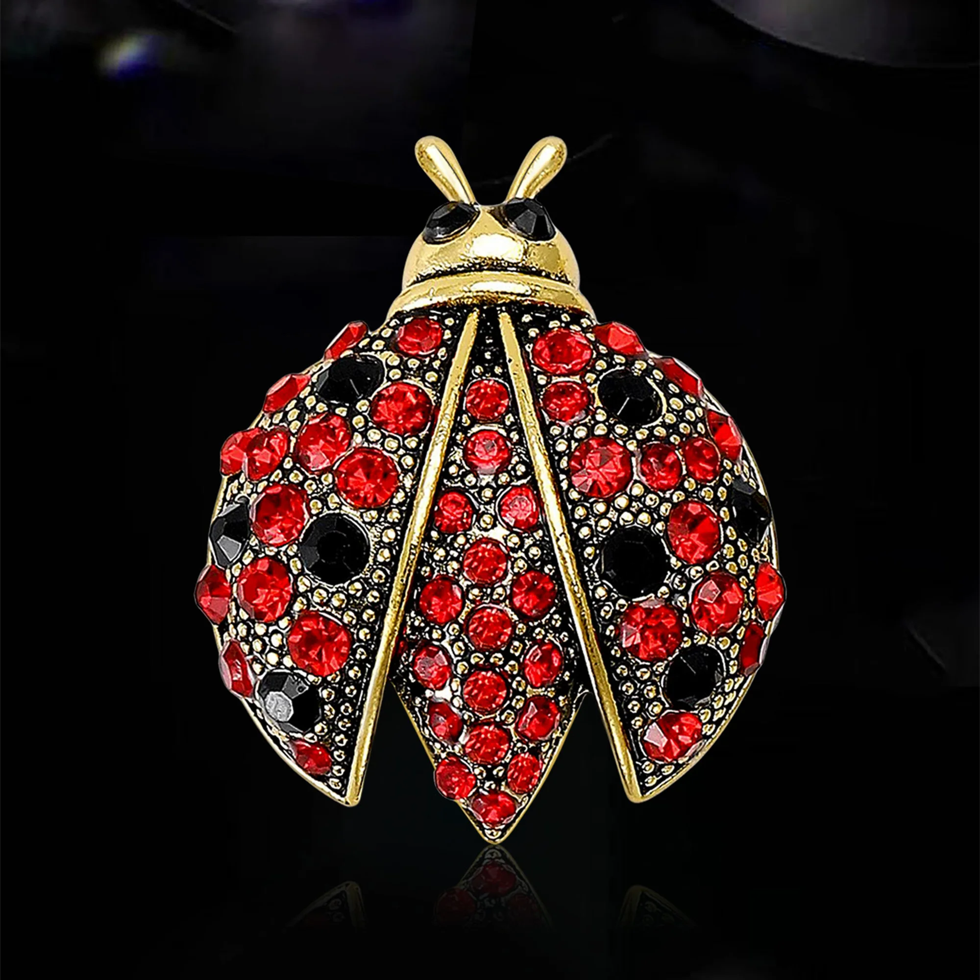 Fashion Rhinestone Ladybug Brooches for Women Unisex Insect Pins Keychain Event Party New Gifts Jewelry Decoration Accessories