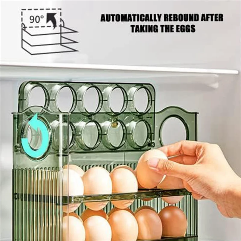 

2025 Trendegg Basket Egg Rack Transparent Egg Storage Box Refrigerator Storage Side Door Storage Box Household Three-Layer Egg B