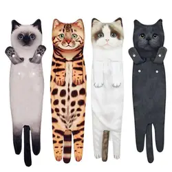 Creative Cute Cat Hand Towels Durable Strong Absorbent Towels For Bathroom Kitchen Great Home Housewarming Gifts For Cat Lover