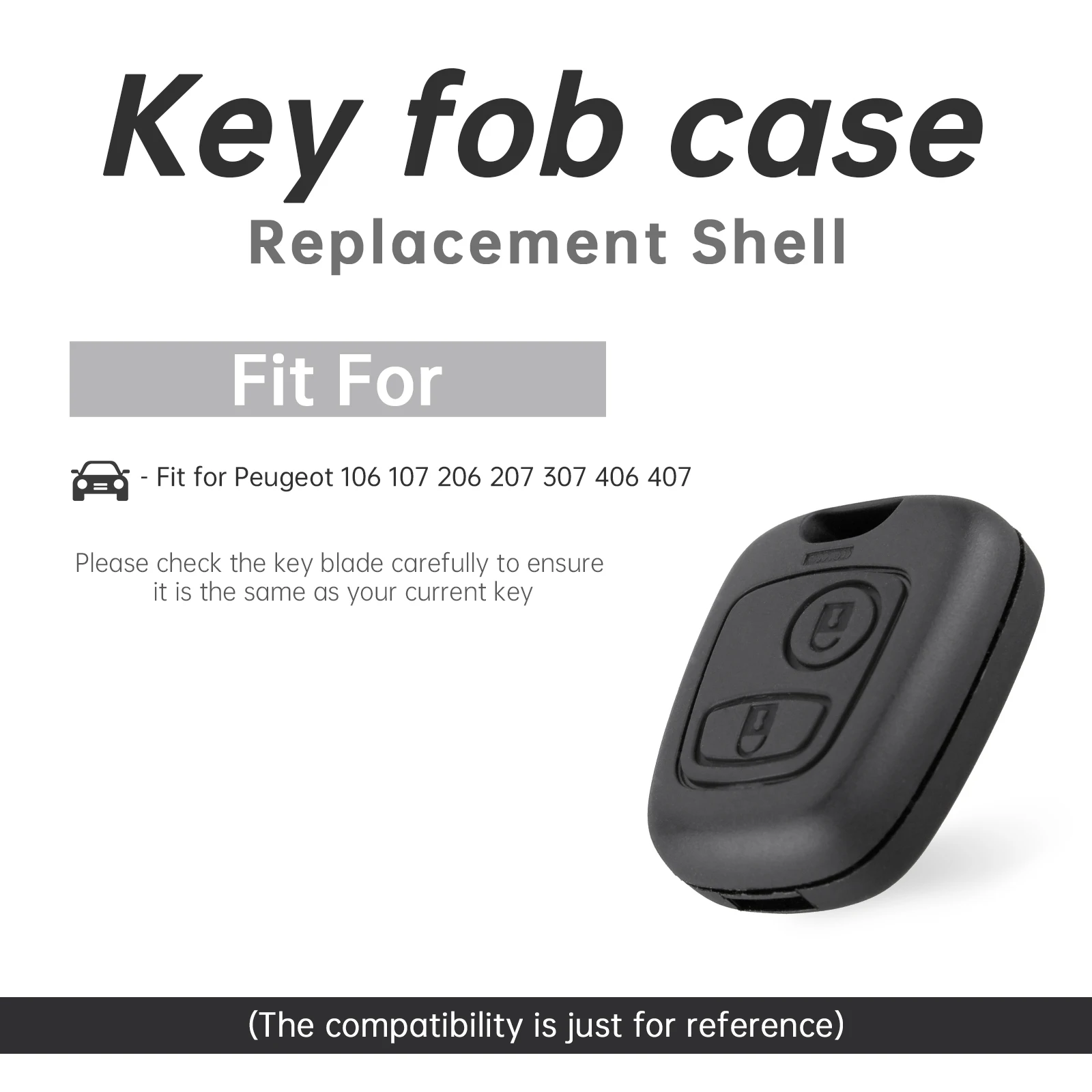 3pcs 2 Buttons Car Key Fob Shell Case Fit for Peugeot 106 107 206 207 307 406 407 Car Remote Key Shell Cover Replacement