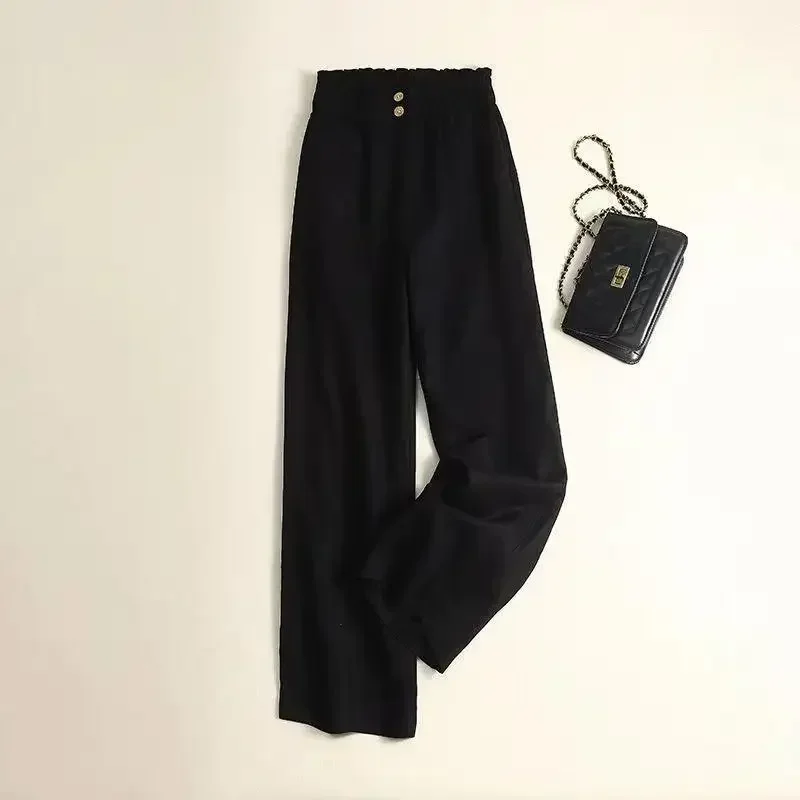 Cotton Linen Pants Korean Fashion High Waist Casual Bottom Wide Leg Pants Women Oversize Clothes Trousers Loose Breathable Pants