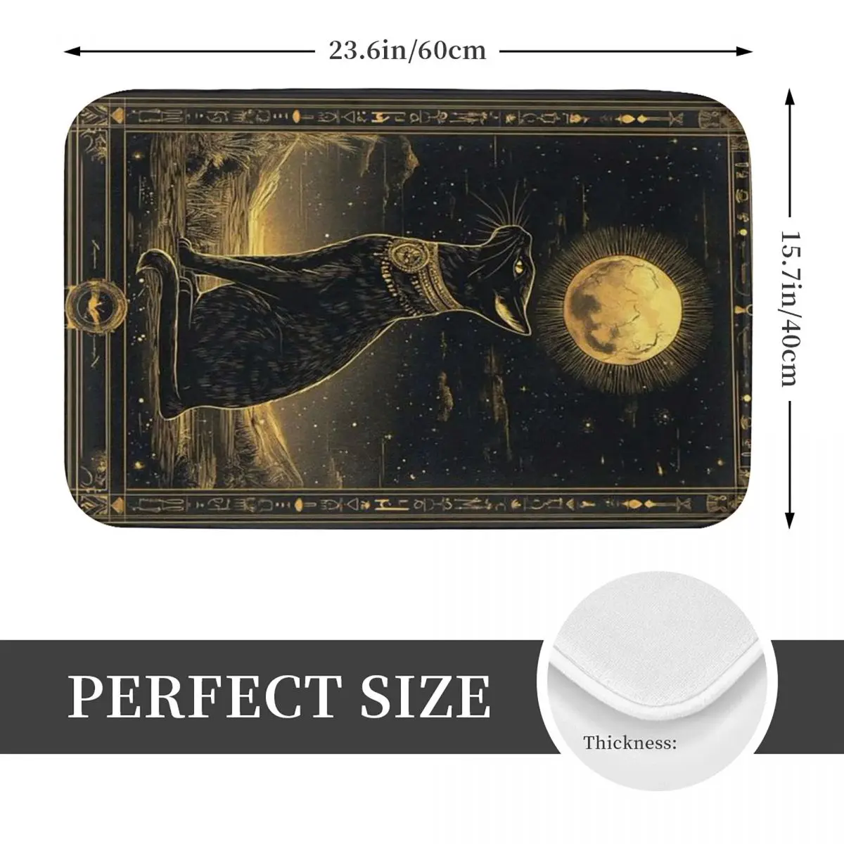 Egyptian Mythology Black Cat Anti-slip Doormat Floor Mat Absorbent Mat Carpet Rug for Kitchen Entrance Home Bathroom Footpad Mat