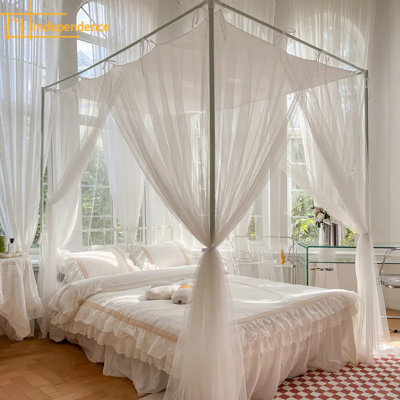 French Simple Princess Style White Window Screen Dust-proof Partition Curtain Bedroom Living Room French Window Bed Curtain