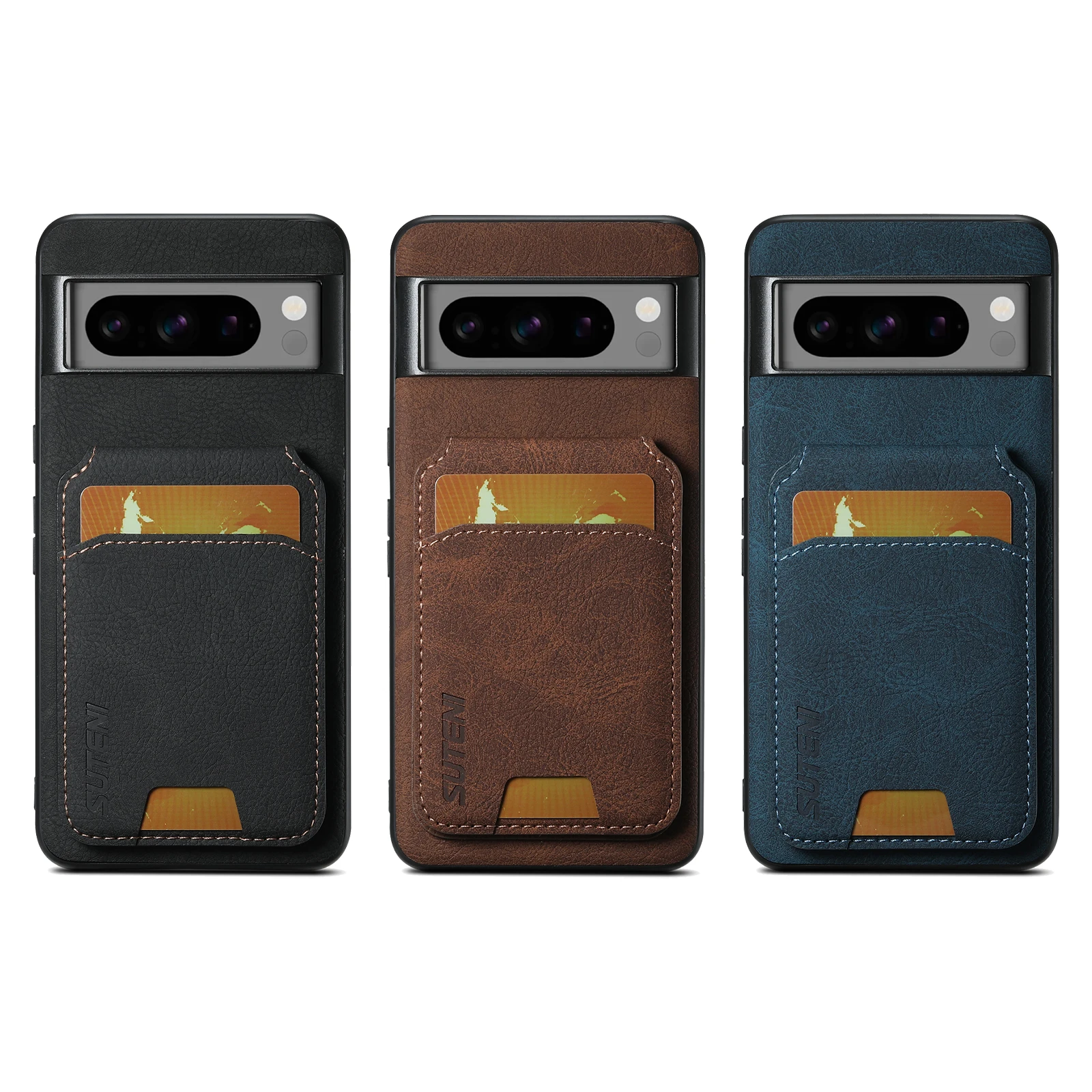 SUTENI Luxury Faux Leather Card Holder Stand Phone Case Frosted Feel For Google Pixel 10 Pro XL 9 8A 7 6 view 6